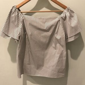 NWT Pinstriped Off Shoulder Top